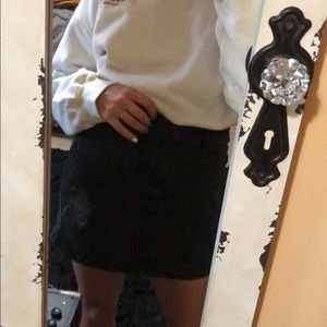 Black denim skirt